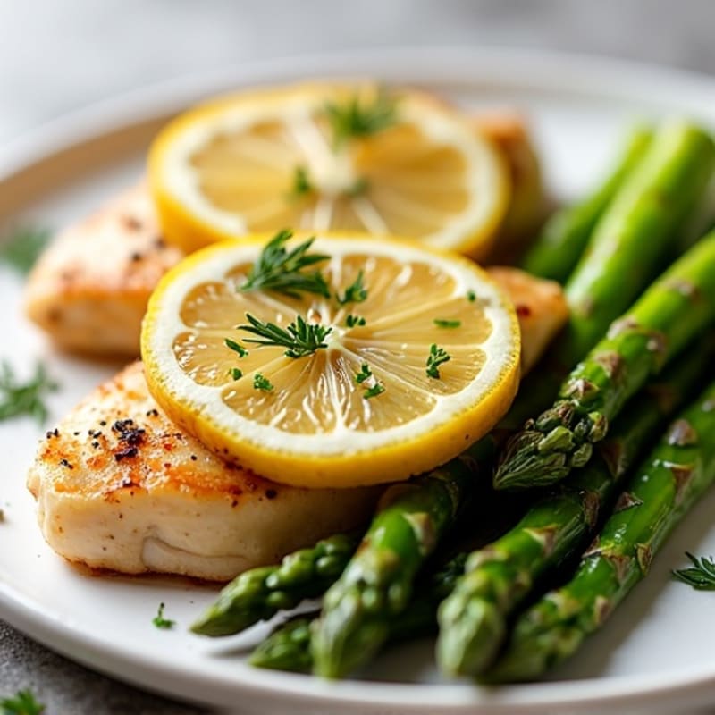Lemon-Garlic Pan-Seared Chicken with Roasted Asparagus