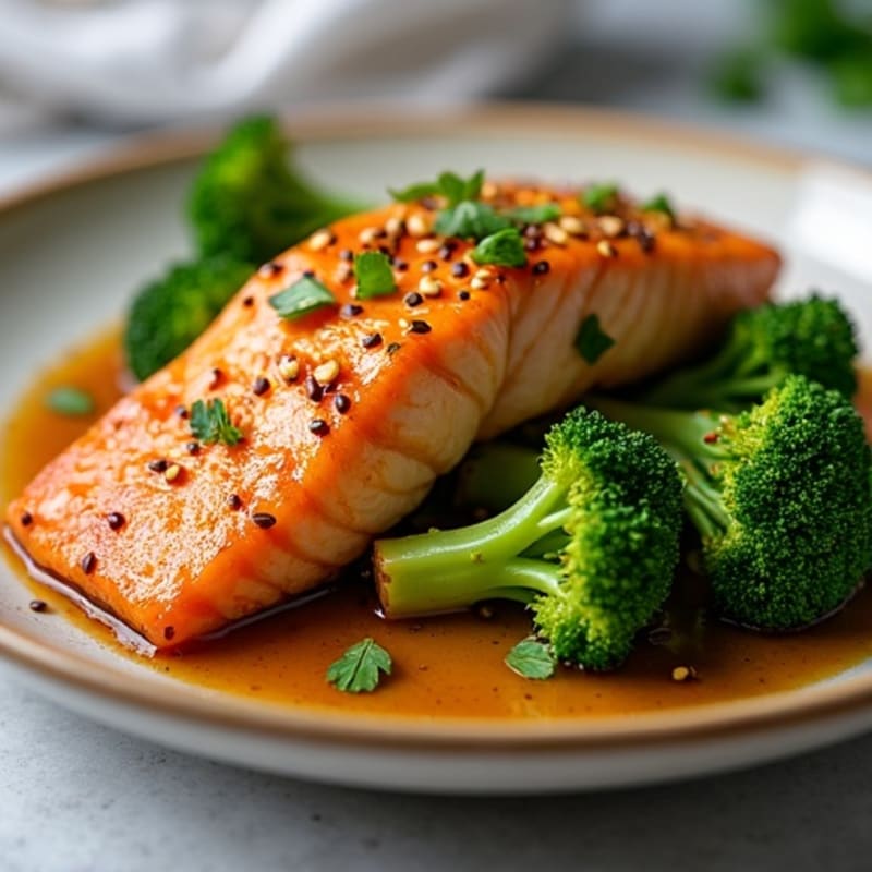Ginger-Sesame Glazed Salmon with Roasted Broccoli