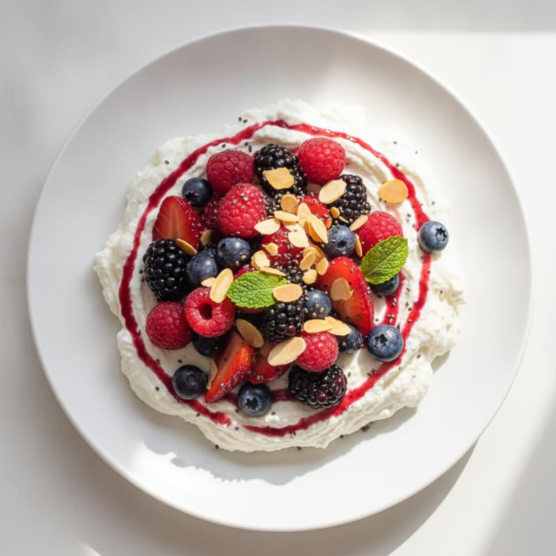 Silky Greek Yogurt Protein Mousse with Mixed Berries