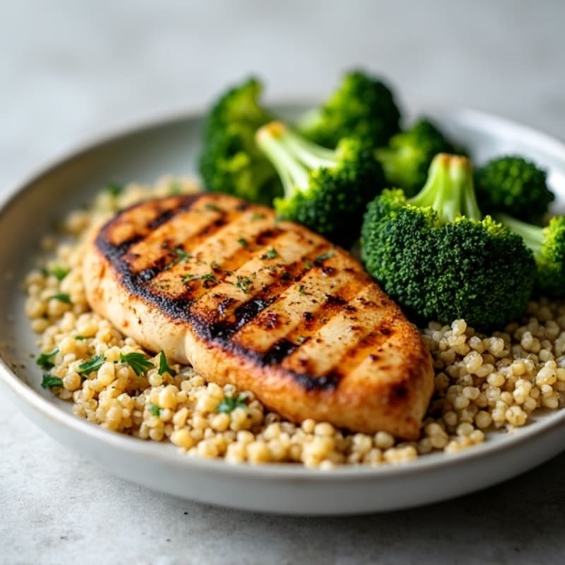 Grilled Turkey Breast with Quinoa and Roasted Broccoli