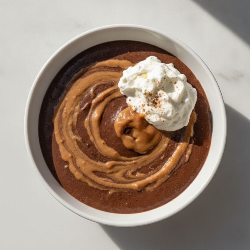 Silky Protein Chocolate Pudding with Peanut Butter Swirl