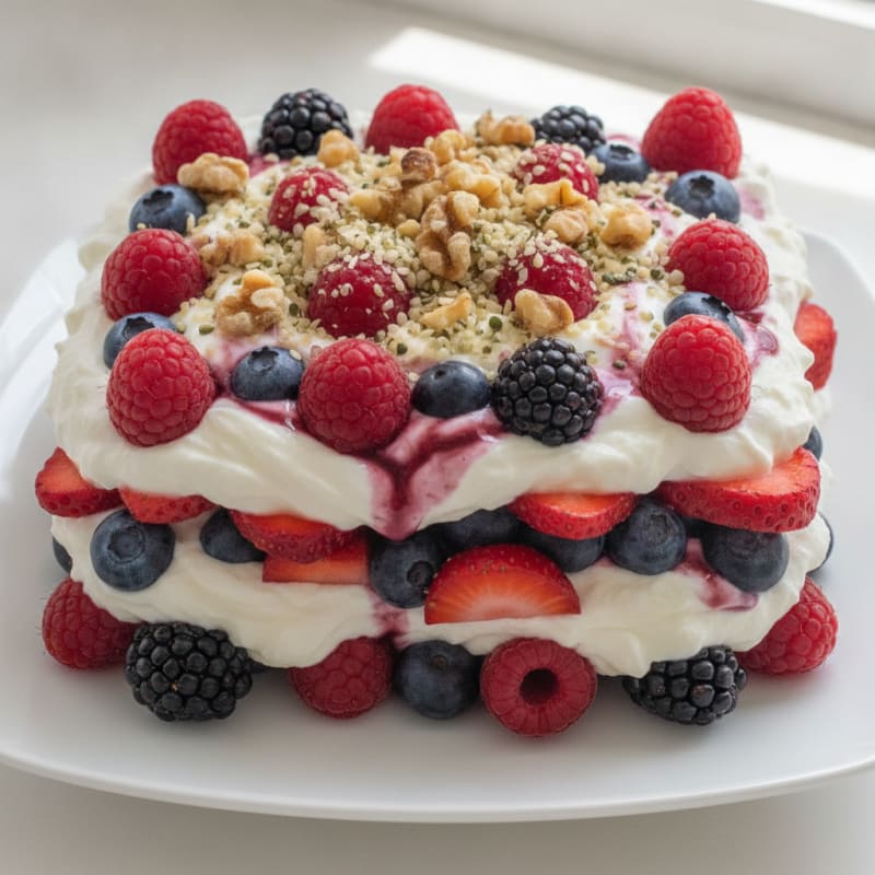 Silky Greek Yogurt Protein Parfait with Mixed Berries