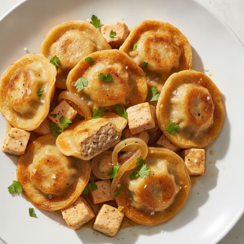 Pan-Seared Maultaschen with Caramelized Onions