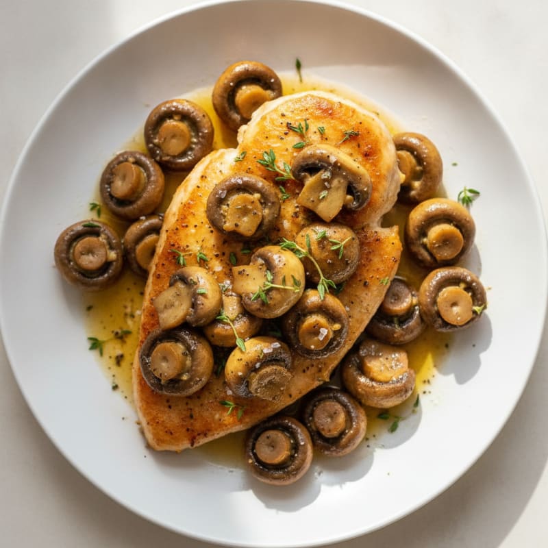 Roasted Garlic Butter Mushrooms with Pan-Seared Chicken