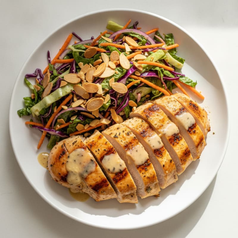 Grilled Chicken Breast with Crunchy Cabbage Slaw