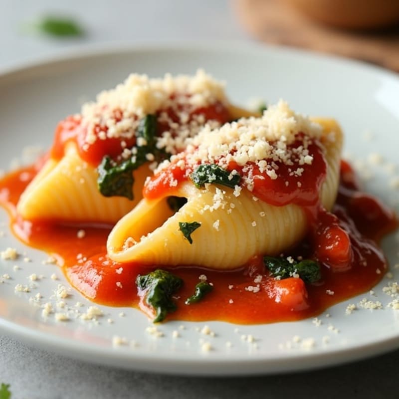 Creamy Spinach Ricotta Baked Shells