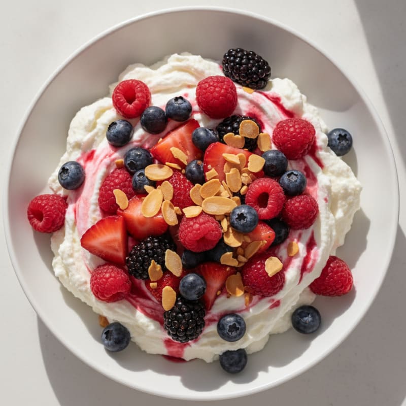 Greek Yogurt Protein Mousse with Mixed Berries