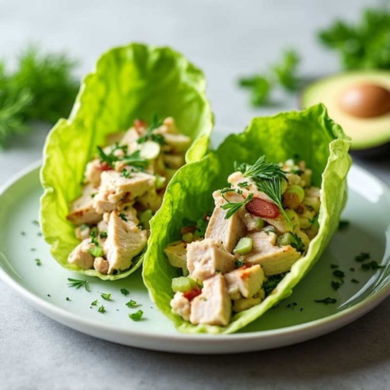 Creamy Fresh Herb Chicken Salad Lettuce Wraps