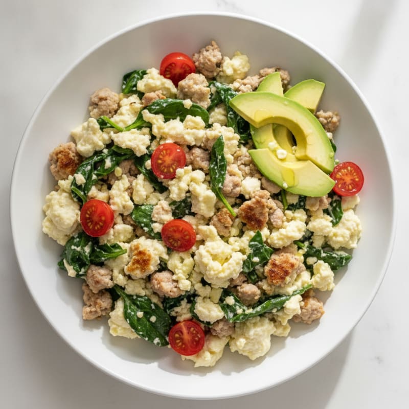 Egg White Scramble with Spinach and Lean Turkey