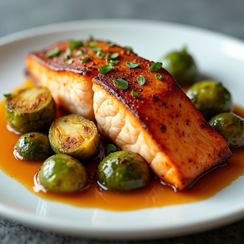 Crispy Roasted Salmon with Sweet Chili Brussels Sprouts