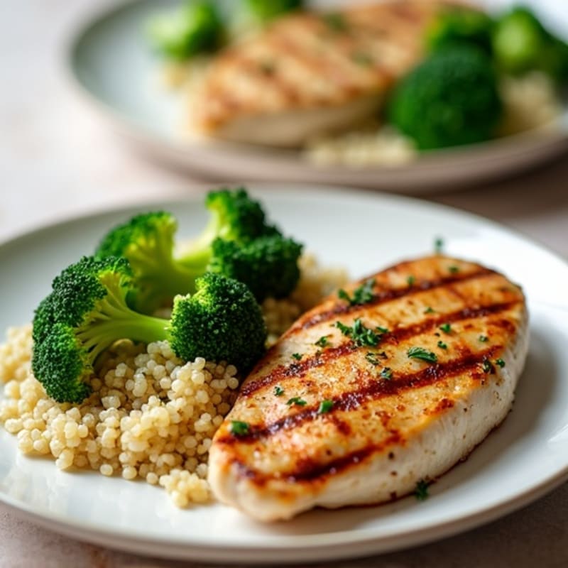 Grilled Chicken Breast with Quinoa and Steamed Broccoli
