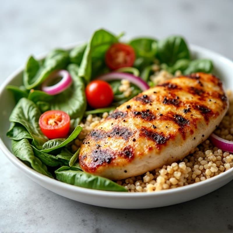 Grilled Chicken Breast with Fresh Spinach Quinoa Salad