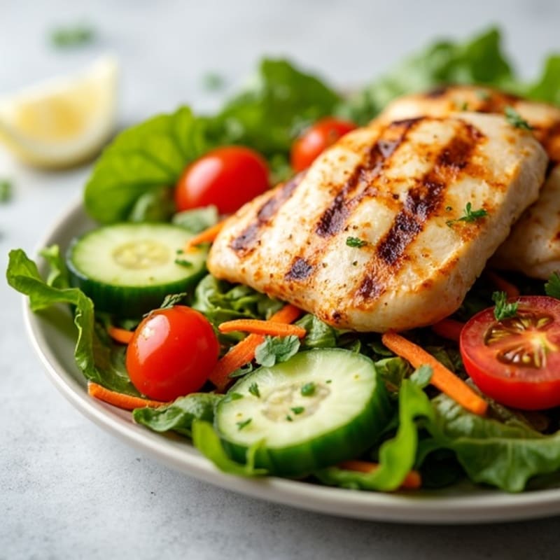 Grilled Chicken Salad with Crunchy Vegetables and Lemon Vinaigrette