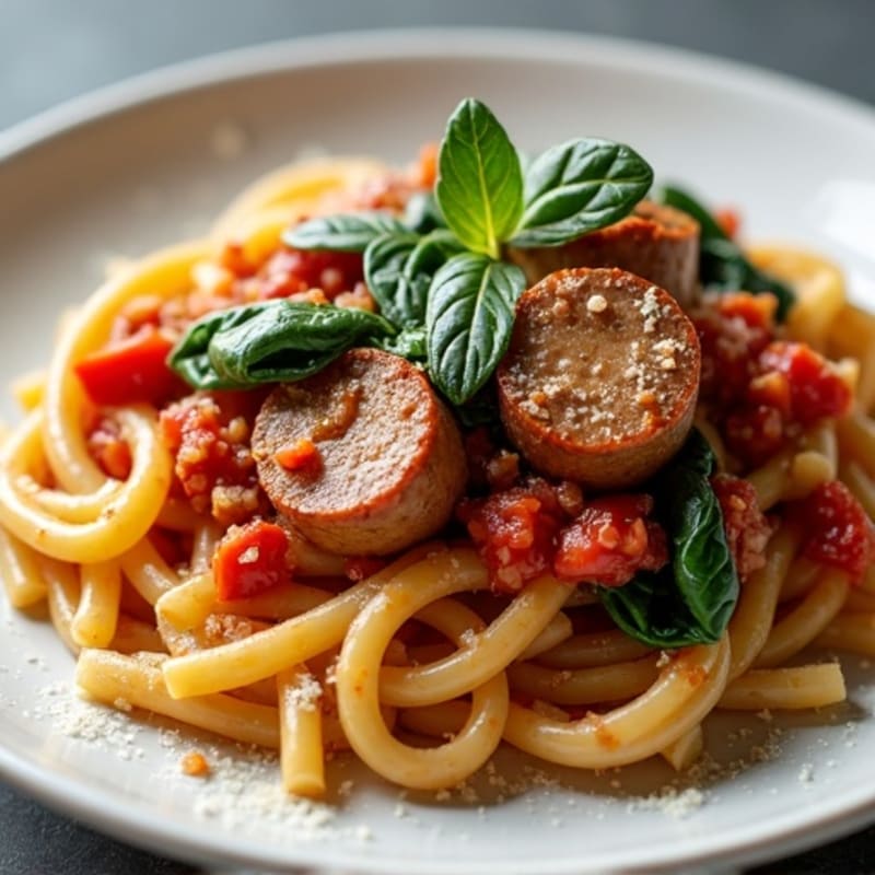 Lean Sausage Ragu with Whole Wheat Pasta