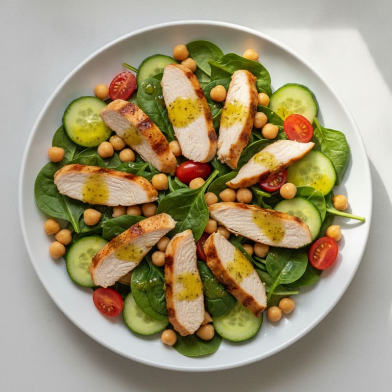 Grilled Turkey and Spinach Salad with Chickpeas