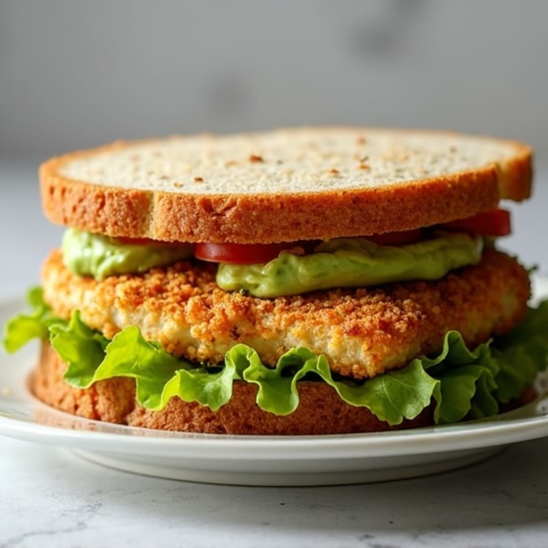 Crispy Herb-Crusted Chicken Sandwich with Avocado Spread