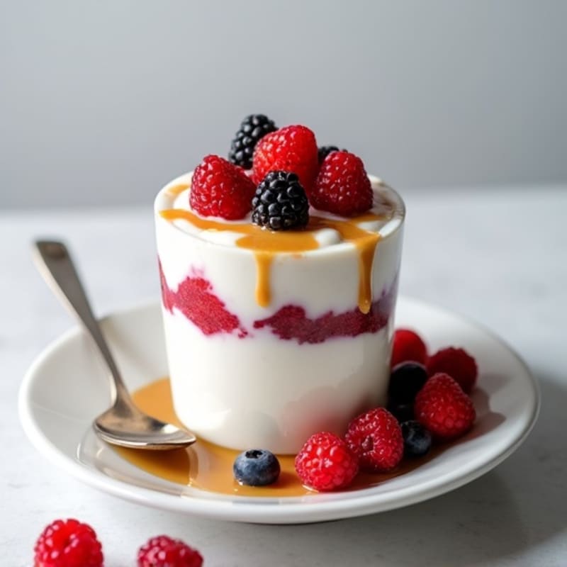Greek Yogurt Protein Pudding with Mixed Berries