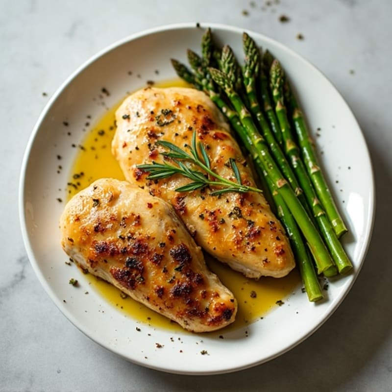 Roasted Lemon-Herb Chicken with Crispy Roasted Asparagus