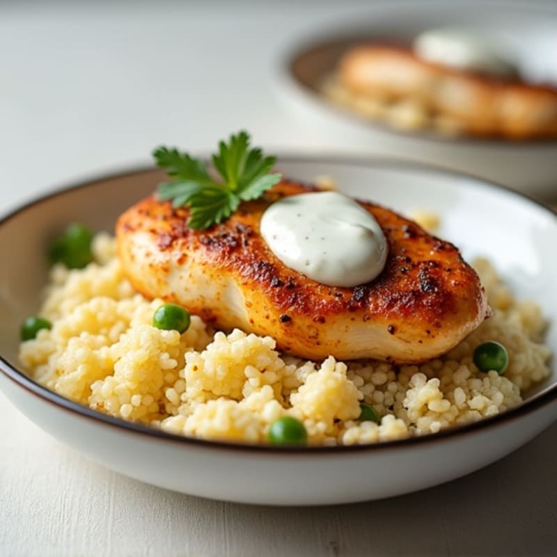 Creamy Yogurt-Spiced Chicken with Cauliflower Rice