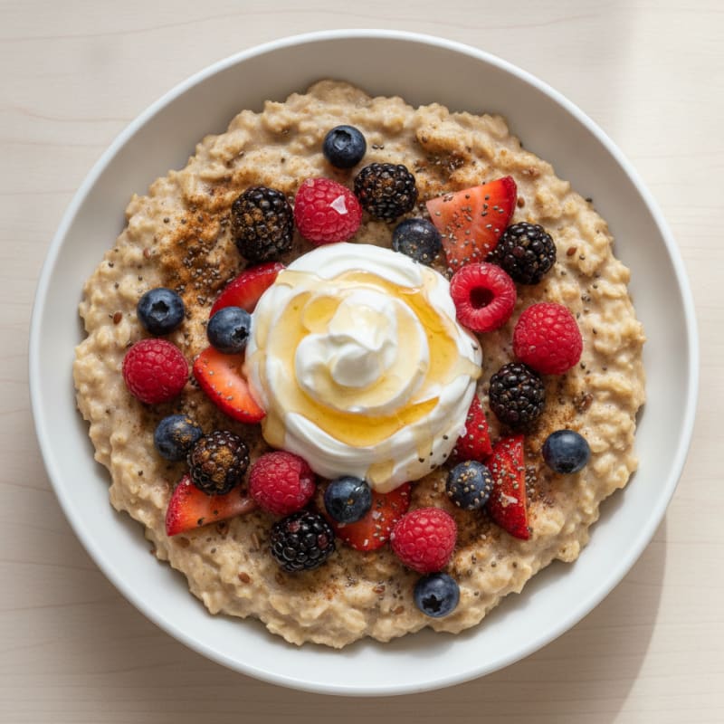 Honey-Cinnamon Oatmeal with Fresh Berries