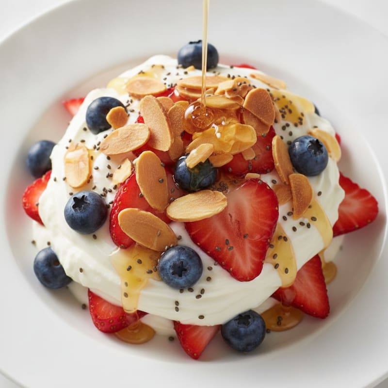 Greek Yogurt Parfait with Fresh Berries and Almond Crunch