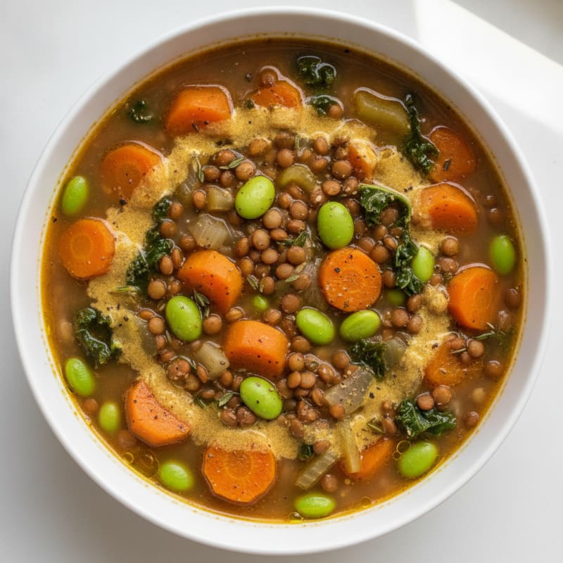 Hearty Roasted Vegetable and Lentil Soup