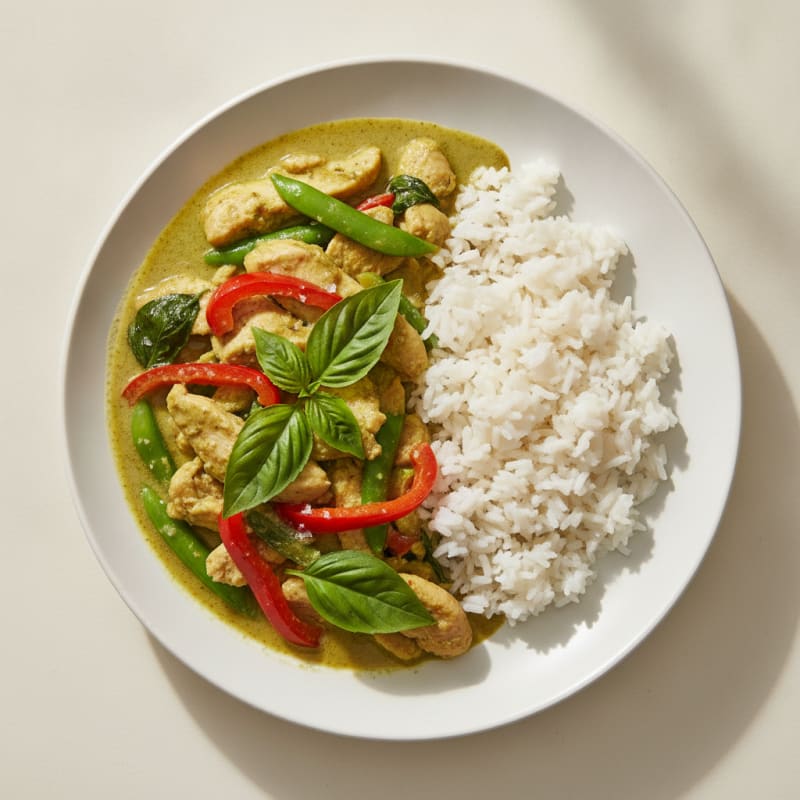 Green Curry Chicken with Coconut Rice