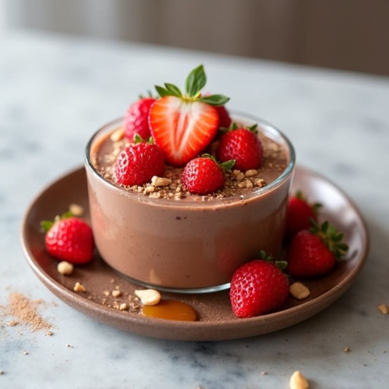 Silky Chocolate Protein Pudding with Fresh Strawberries