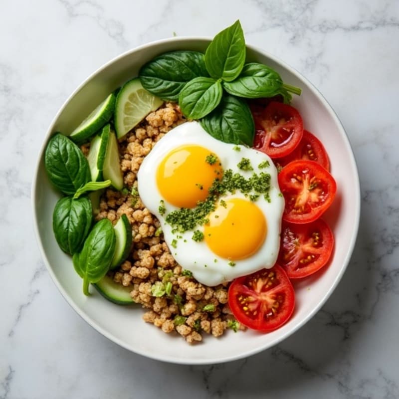 Savory Greek Yogurt Power Bowl with Eggs and Pesto