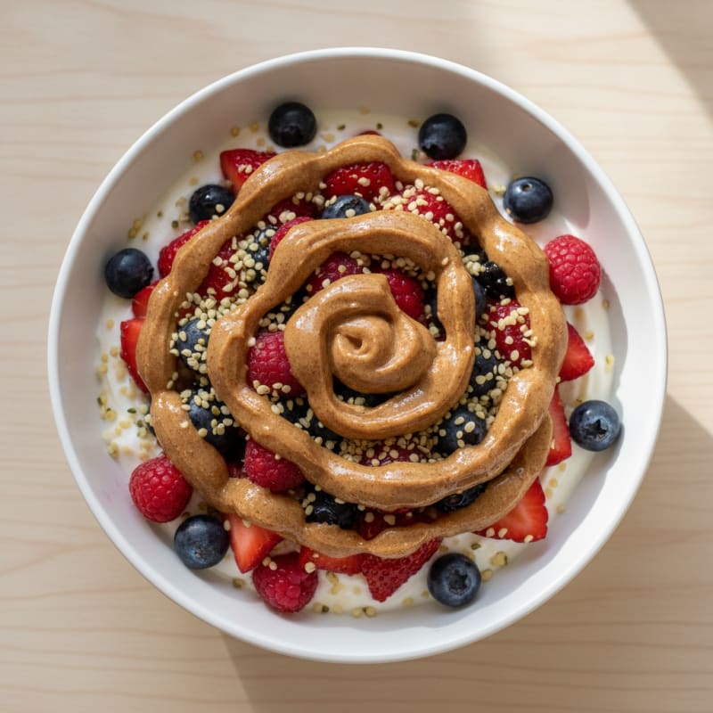 Greek Yogurt Protein Parfait with Berries and Almond Butter