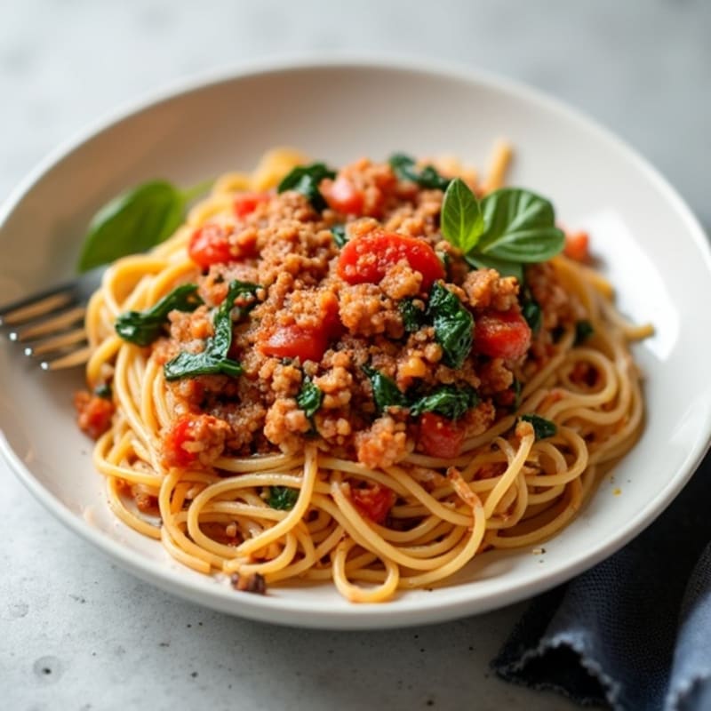 Lean Ground Turkey Spaghetti with Hearty Vegetable Marinara