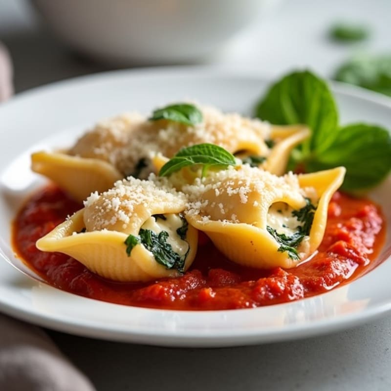 Creamy Ricotta-Spinach Stuffed Pasta Shells