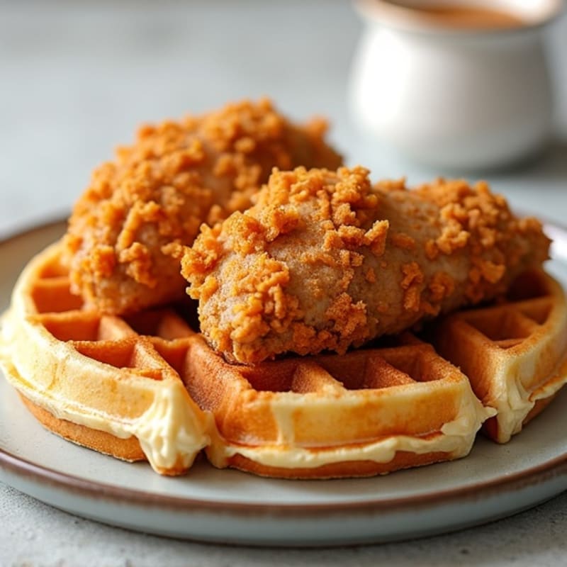 Crispy Baked Chicken with Almond Flour Waffles