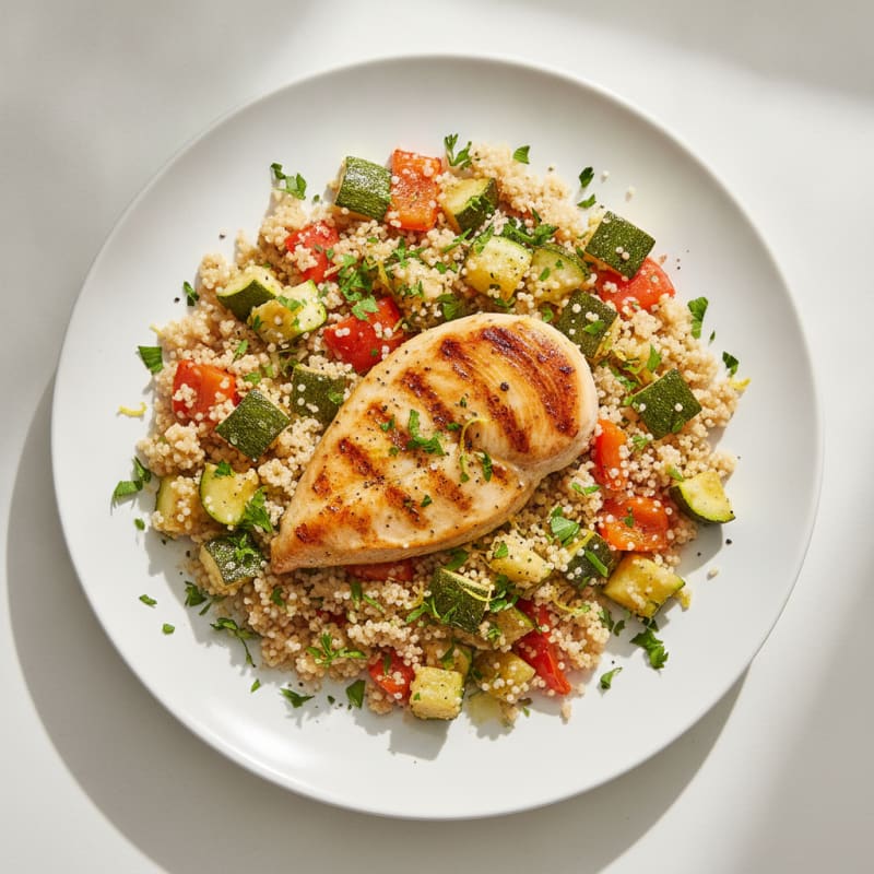Lemon Herb Chicken and Roasted Vegetable Couscous