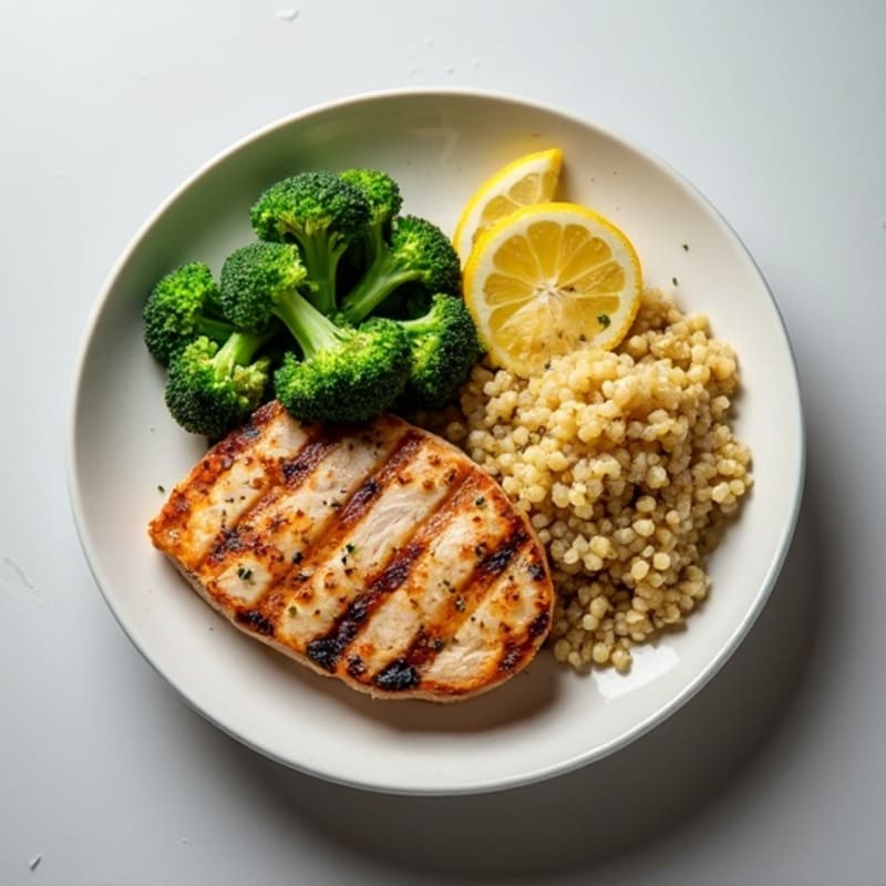 Grilled Turkey Breast with Steamed Broccoli and Quinoa