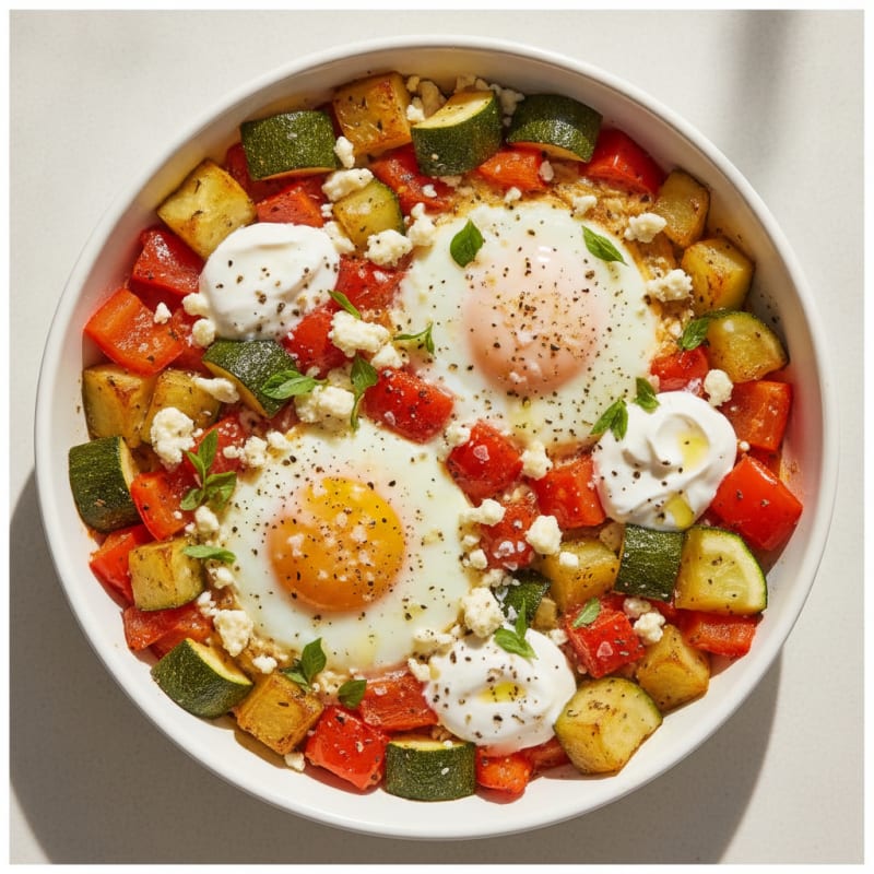 Baked Eggs with Roasted Vegetables