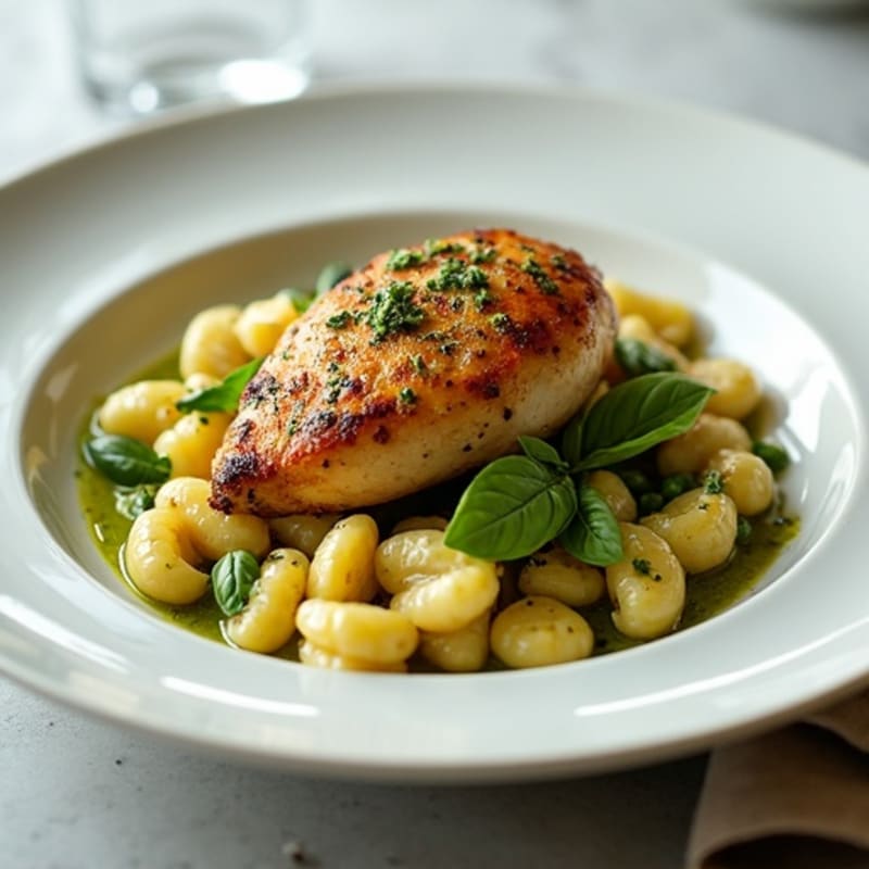 Roasted Chicken and Cauliflower Gnocchi with Bright Basil Pesto