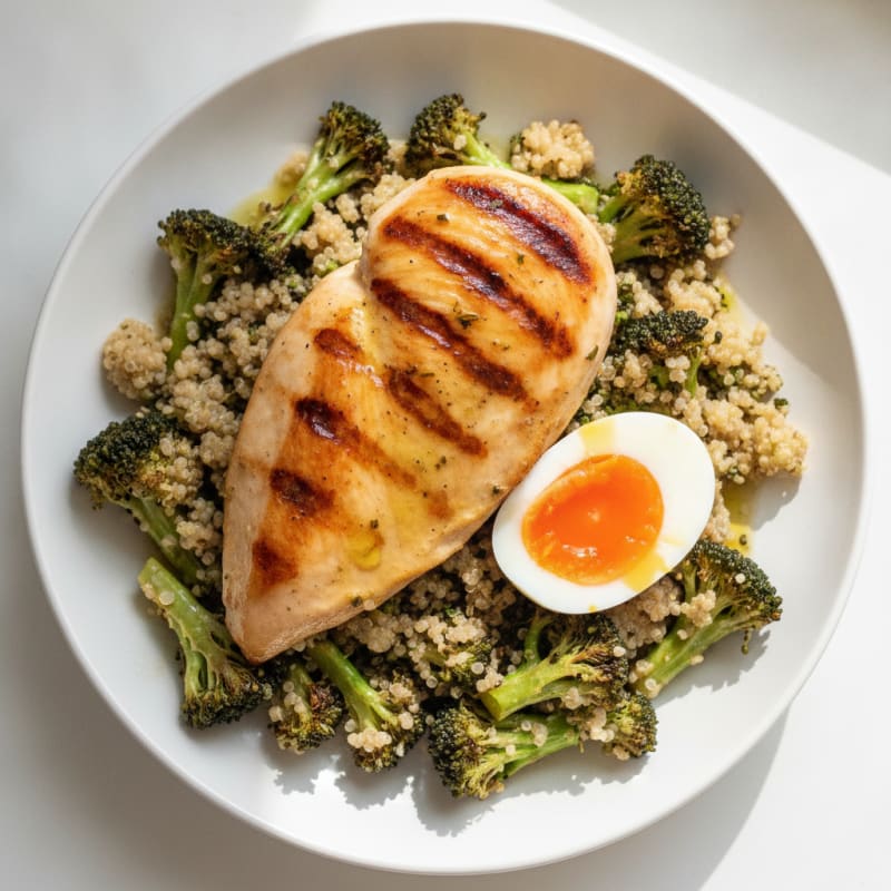 Grilled Chicken Breast with Roasted Broccoli and Quinoa