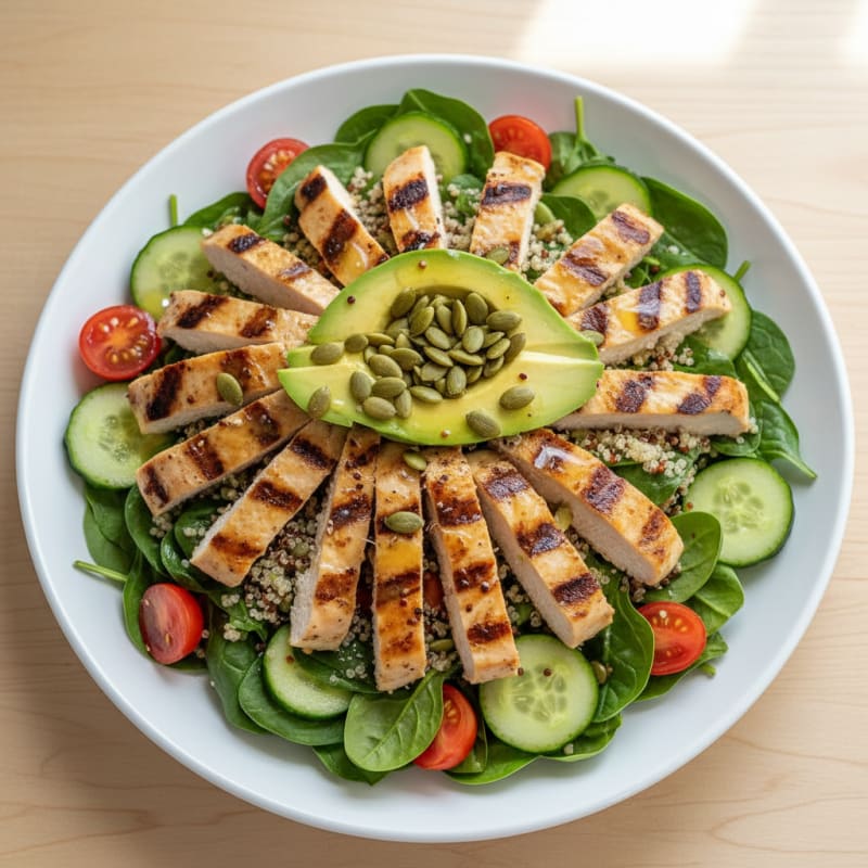 Grilled Chicken and Quinoa Spinach Salad