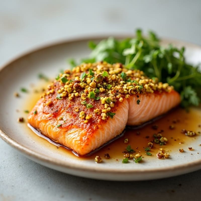 Crispy Pistachio-Crusted Salmon with Honey-Miso Glaze