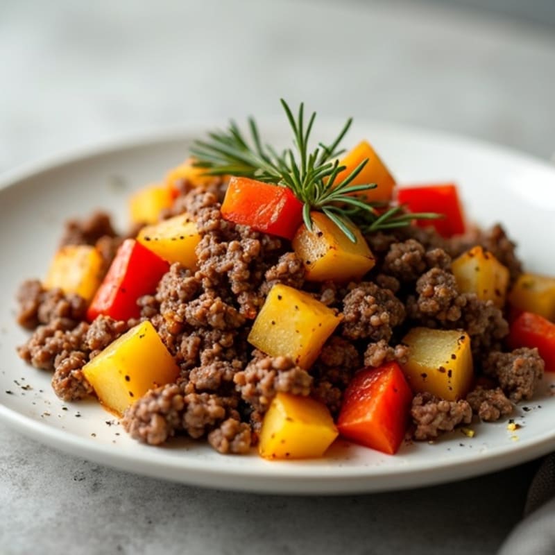 Herb-Seasoned Ground Beef and Roasted Potato Hash