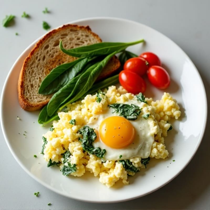 Egg White Scramble with Spinach and Cottage Cheese