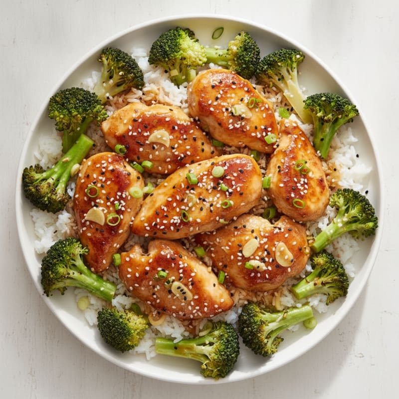 Gluten-Free Sesame Chicken with Broccoli and Rice