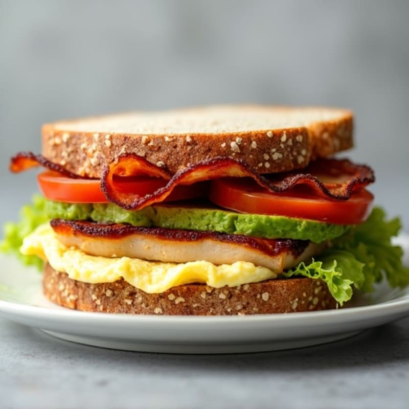 Crispy Turkey Bacon and Creamy Avocado Fresh Whole Grain Sandwich