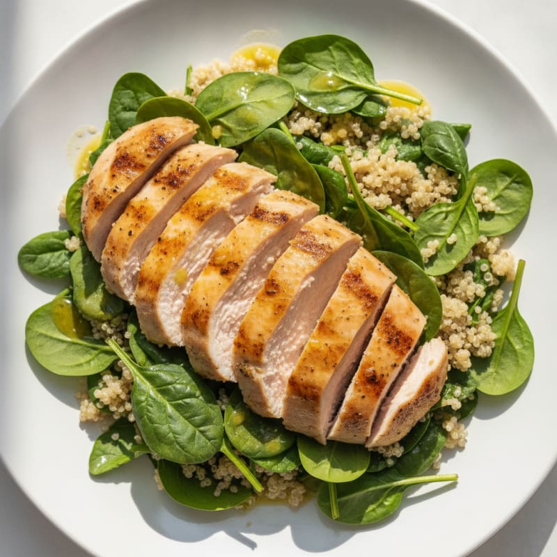 Grilled Turkey Breast with Spinach and Quinoa Salad