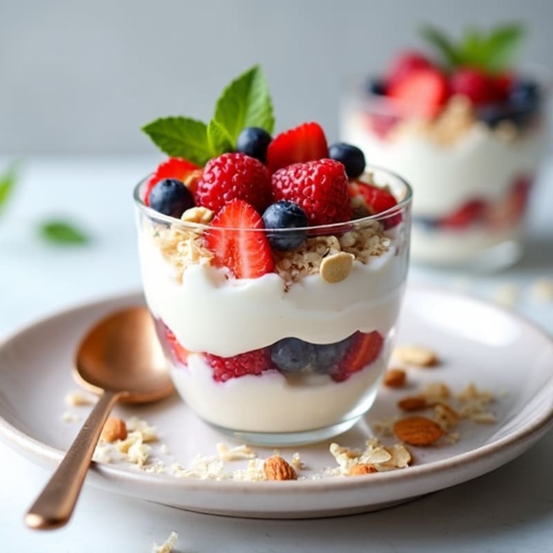 Greek Yogurt Parfait with Mixed Berries and Almonds