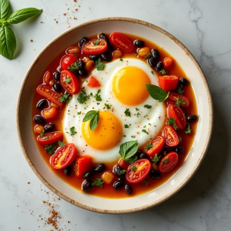 Spiced Tomato-Poached Eggs with Fresh Herbs