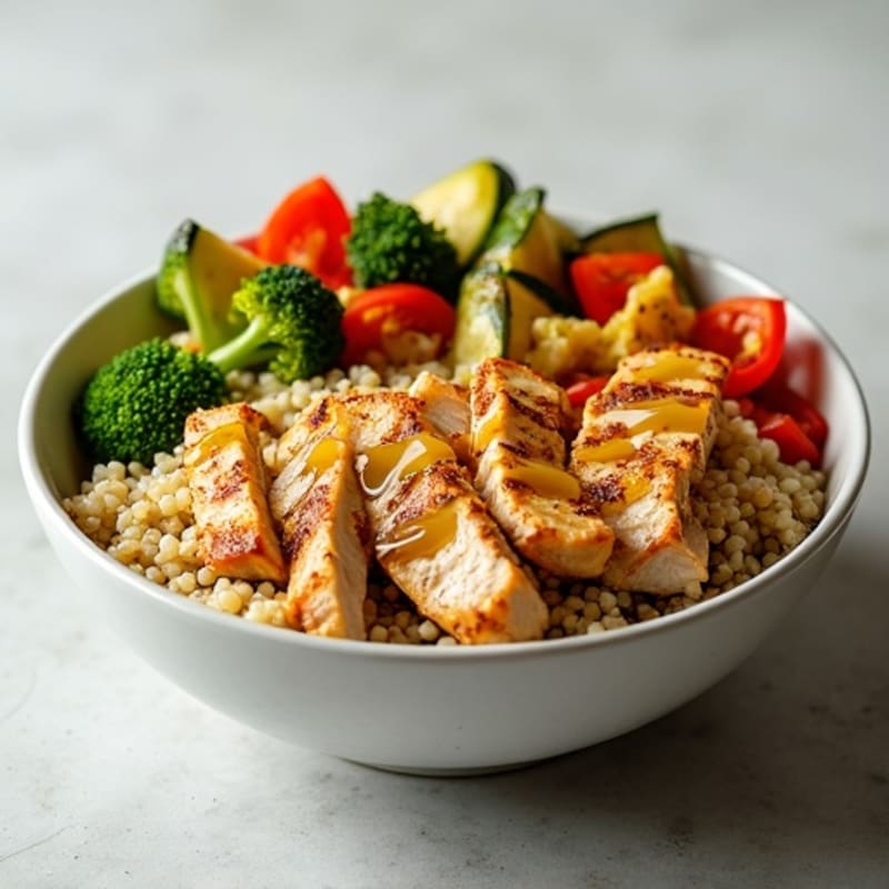 Grilled Chicken and Quinoa Bowl with Roasted Vegetables