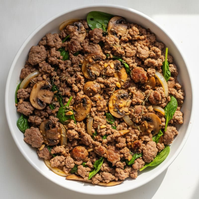 Savory Ground Beef and Mushroom Skillet