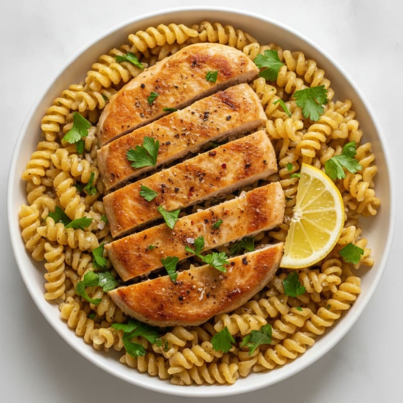 Garlic Herb Butter Pasta with Seared Chicken